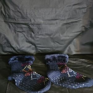 Cozy Knit Slipper Socks - Navy and Multicolor